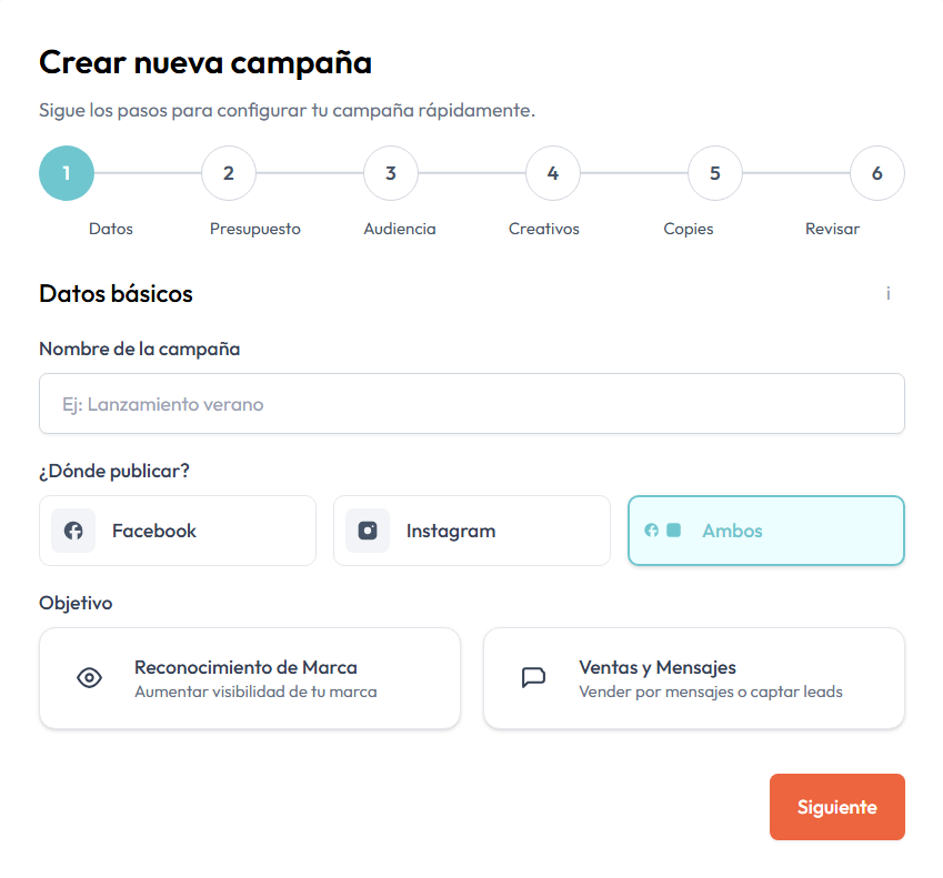 Preview del panel de campañas
